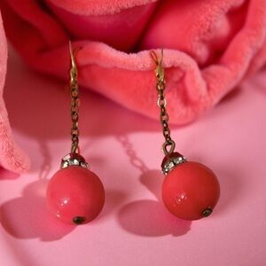 Vibrant Pink Beaded Earrings